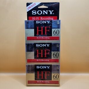 3 Pack Sony HF 60 Min Normal Bias Cassette Tapes Blank - Sealed